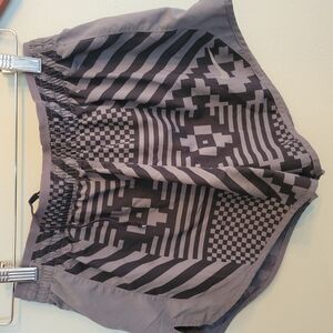 Geometric Patterned Gray Shorts
